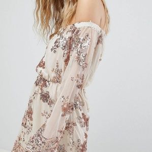 Ivory & Rose Gold lace & sequin dress